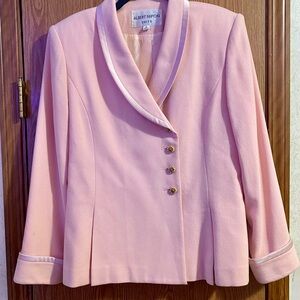 Albert Nipon Vintage Soft Pink Blazer with Satin Trim Size 12